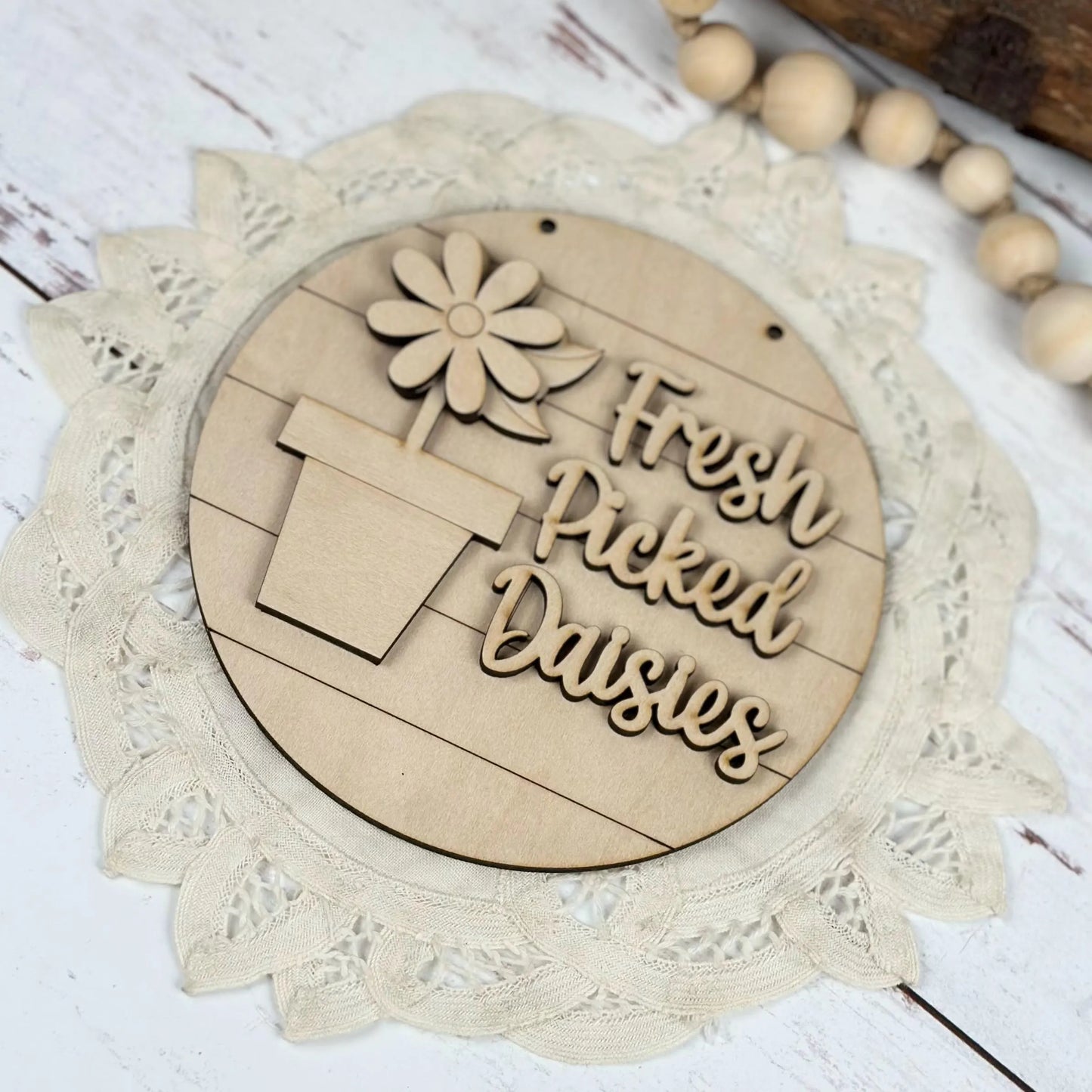 5 Inch Round Fresh Picked Daisy Sign DIY Kit | Spring Home Decor | Daisy Decor | Modern Farmhouse Decor | Cottage Core Daisy Decor